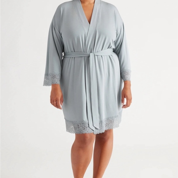 Knix Lace Trim Robe, L/XL/XXL, Blue Grey. - Picture 1 of 10